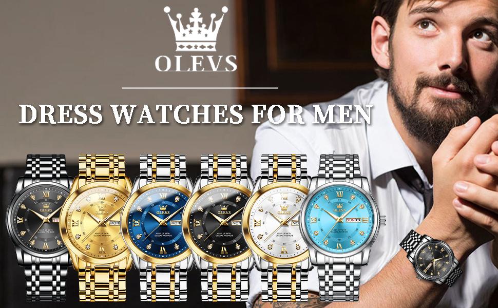 OLEVS Classic Men's Watches Stainless Steel Quartz Analog Date Display Waterproof Business Wristwatch with Luminous Feature OLEVS Classic Men's Watches Stainless Steel Quartz Analog Date Display Waterproof Business Wristwatch with Luminous Feature