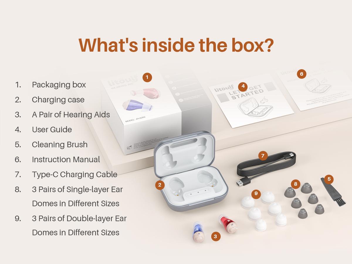 Litoulf OTC Hearing Aids Rechargeable (Including Charging Case), Comfortable In-Ear Hearing Aids for Seniors and Adults, 24-Channel Digital Noise Reduction, Clear Sound, Invisible Design, 80+ Hrs Battery Life