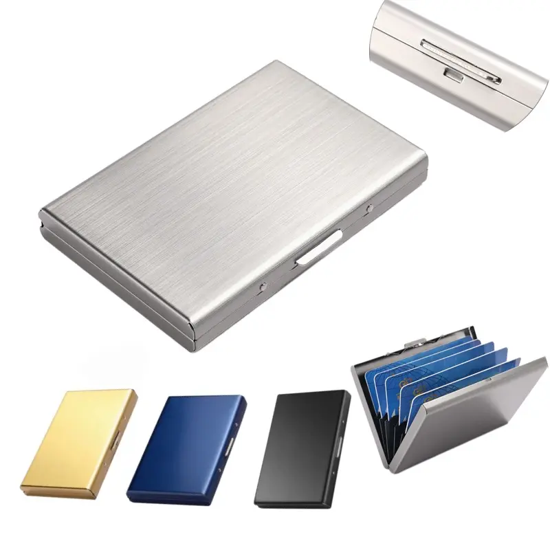 【Back to School】Men’s Minimalist RFID Blocking Metal Card Holder Wallet Ultra-Slim Stainless Steel Business Credit Card Case Portable Secure ID Protector for Business & Travel-MM1