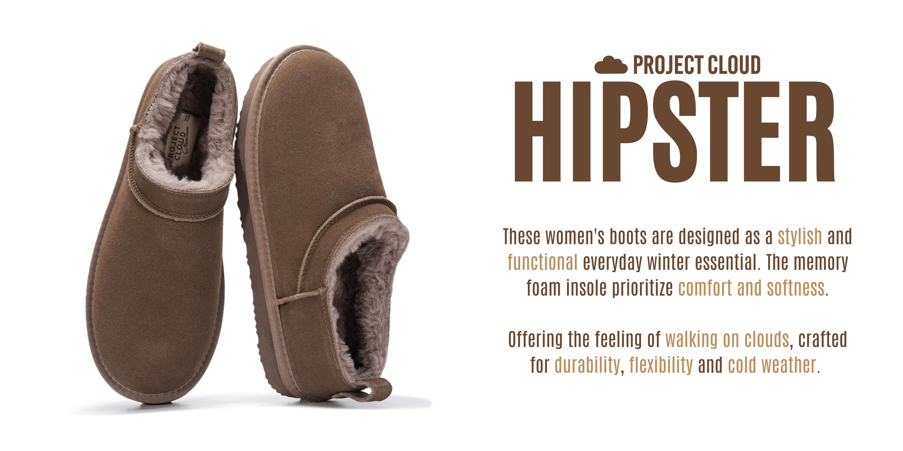 Project Cloud Women's | Micro Boots for Women | 100% Genuine Leather | Memory Foam | Lightweight | Non-Slip - Hipster