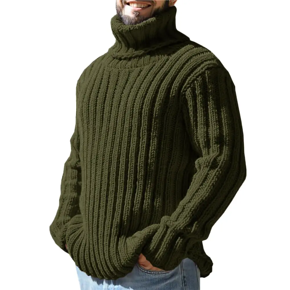 Runcati Men's Sweaters Turtleneck Cable Knitted Pullover Long Sleeve Slim Fit Chunky Casual Fall Winter Warm Cardigans