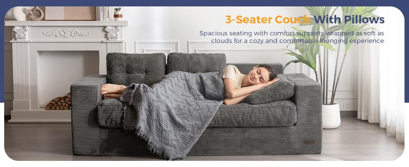 MAXYOYO 3 Seater Couch for Living Room, Boneless Couch with Tufted Cushion & Backrest, Upholstered Floor Sofa for Adults, No Assembly Required, Dark Grey MAXYOYO 3 Seater Couch for Living Room, Boneless Couch with Tufted Cushion & Backrest, Upholstered Floor Sofa for Adults, No Assembly Required, Dark Grey