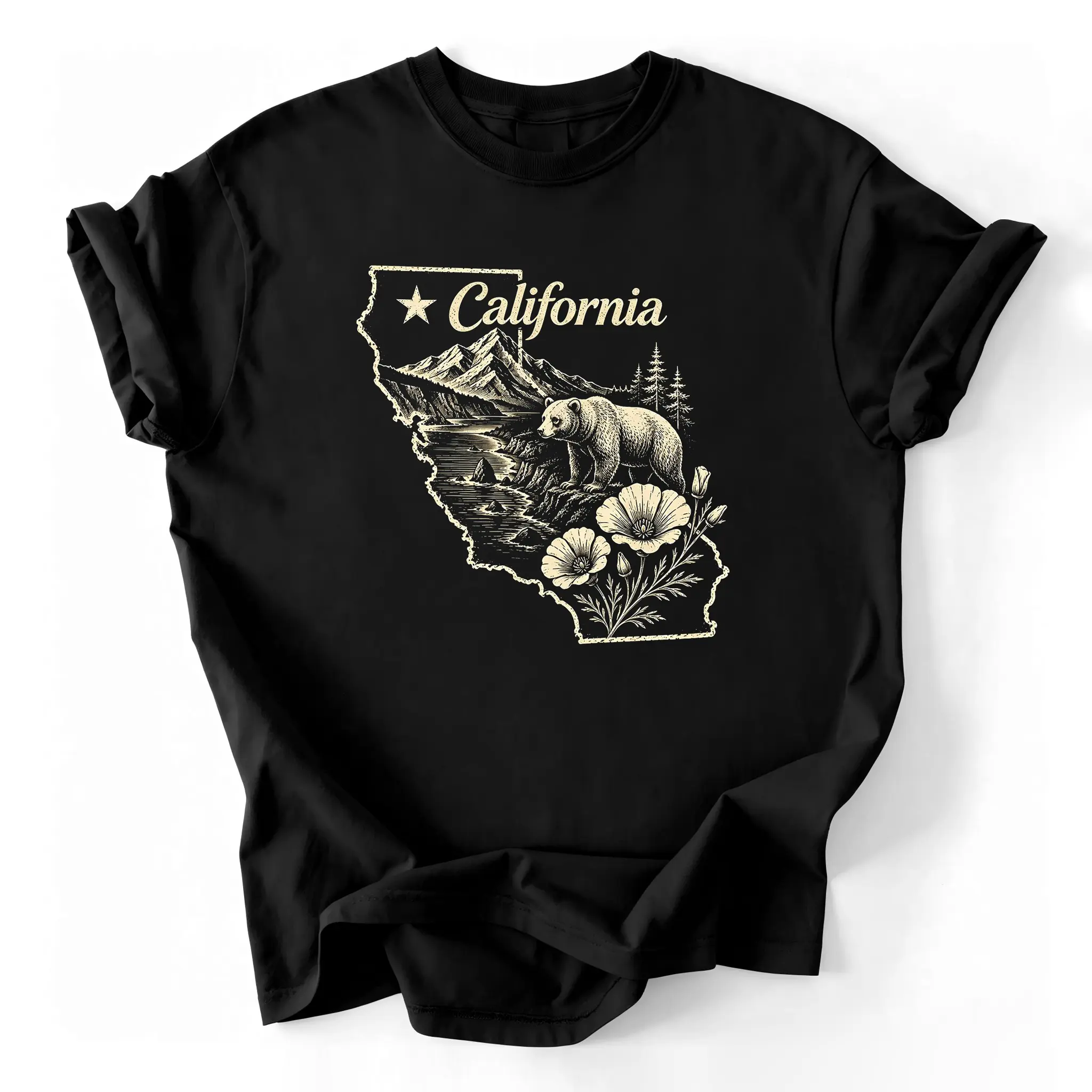 CARPESUN California Republic Bear T-Shirt, Retro West Coast Pride Tee, California T-shirt, West Cost Tee, Cali Shirt for man women