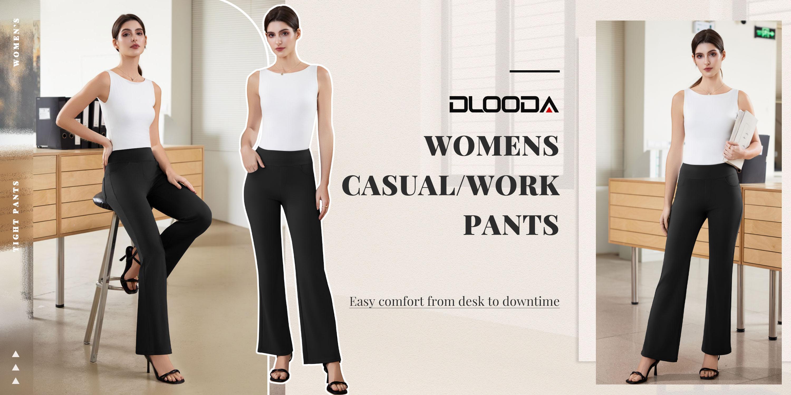 Dlooda Womens Dress Pants Stretchy Work Pants Business Casual Office Trousers Pull On Flare Slacks with 4 Pockets SpringStatements