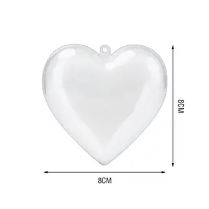 5Pcs 8CM Transparent Heart Decorative Balls DIY Plastic Fillable Ornaments, Reusable Smooth Clear Heart Balls for Festival Mall Party Gift Decoration