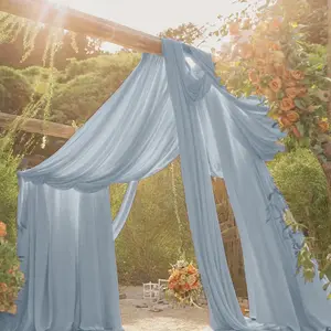 32 ft x 57" Chiffon Event Ceiling Drapery Backdrop Panel - Dusty Blue (1pc)