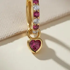 Heart Huggie Earrings • Gold Heart Huggies with CZ • Dainty Heart Hoop Earrings • Tiny Huggie Hoops