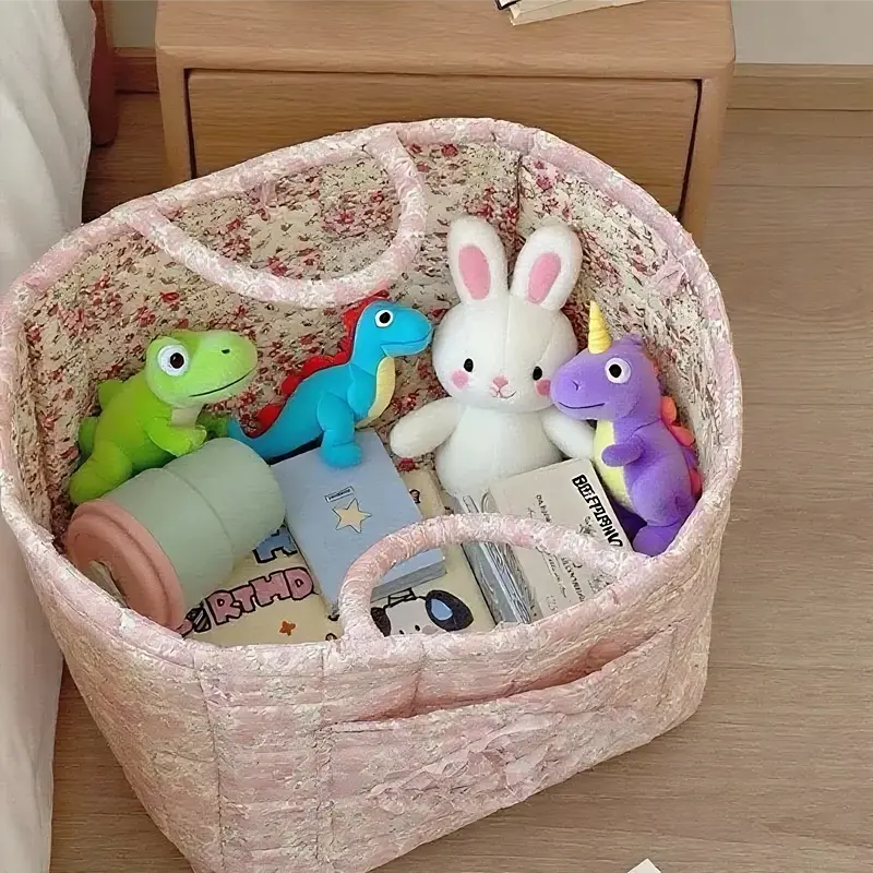 Floral Foldable Storage Basket Vacuum packaging CottonFabric Collapsible Laundry Hamper for ClothesToys&Blankets Car Trunk Organizer BackseatStorage Machine Washable Decorative Bin forBedroom Bathroom&Living Room Large CapacityWoven Design-Jumpstart Sale