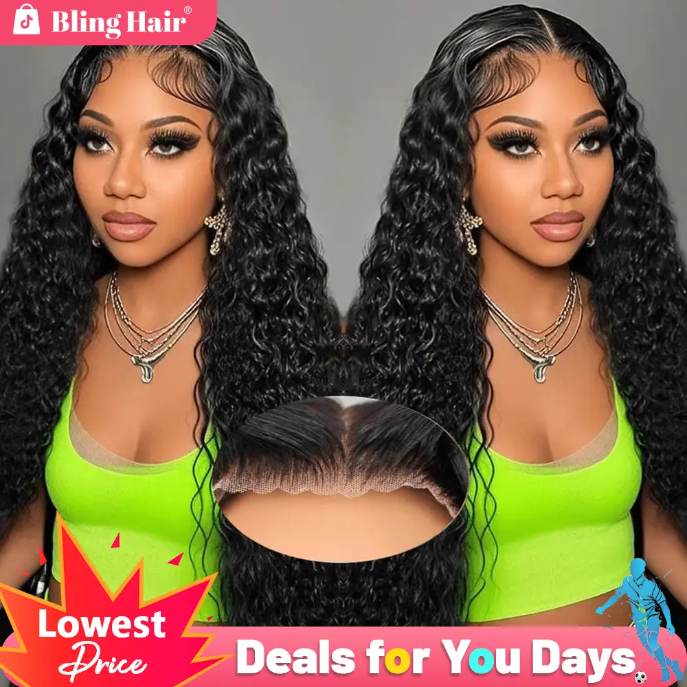 Bling Hair 6x4 Glueless Lace Front Wig 100% Human Hair 180% Density 13x6 Lace Frontal Wig Loose Deep Wave Pre Cut Pre Plucked Hair Line HD Lace Closure Wig For Women Natural Look Easy to Apply #DealsForYouDays