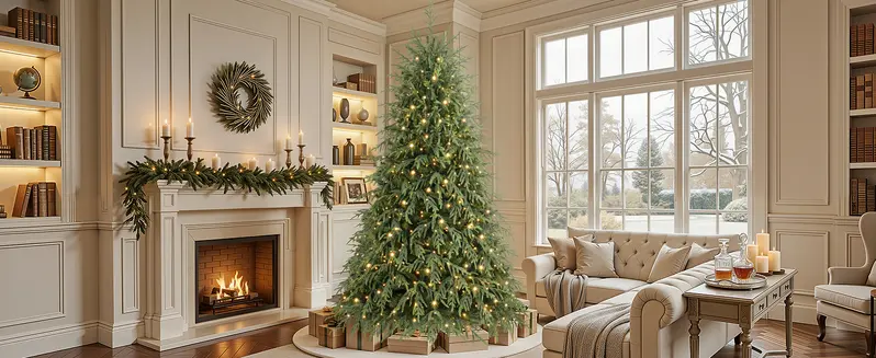 Pre-Lit Norfolk Pine Christmas Tree, 5/6/7.5/8FT Artificial Christmas Tree with Warm White & Multicolor LED Lights, Remote Control, Hinged PE & PVC Branches, Holiday Home Decor