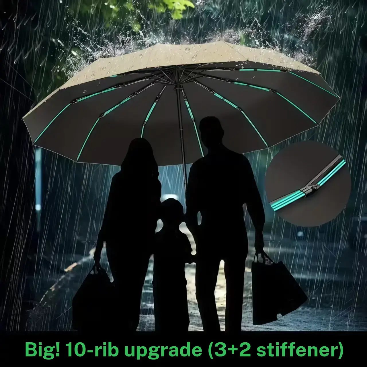 Windproof Travel Umbrella - Compact & Withstands Winds up to 100MPH, Strongest Premium Auto Folding Umbrella for Rain and Sun - Durable, Light & Portable for Women & Men, Fits Backpack & Cars