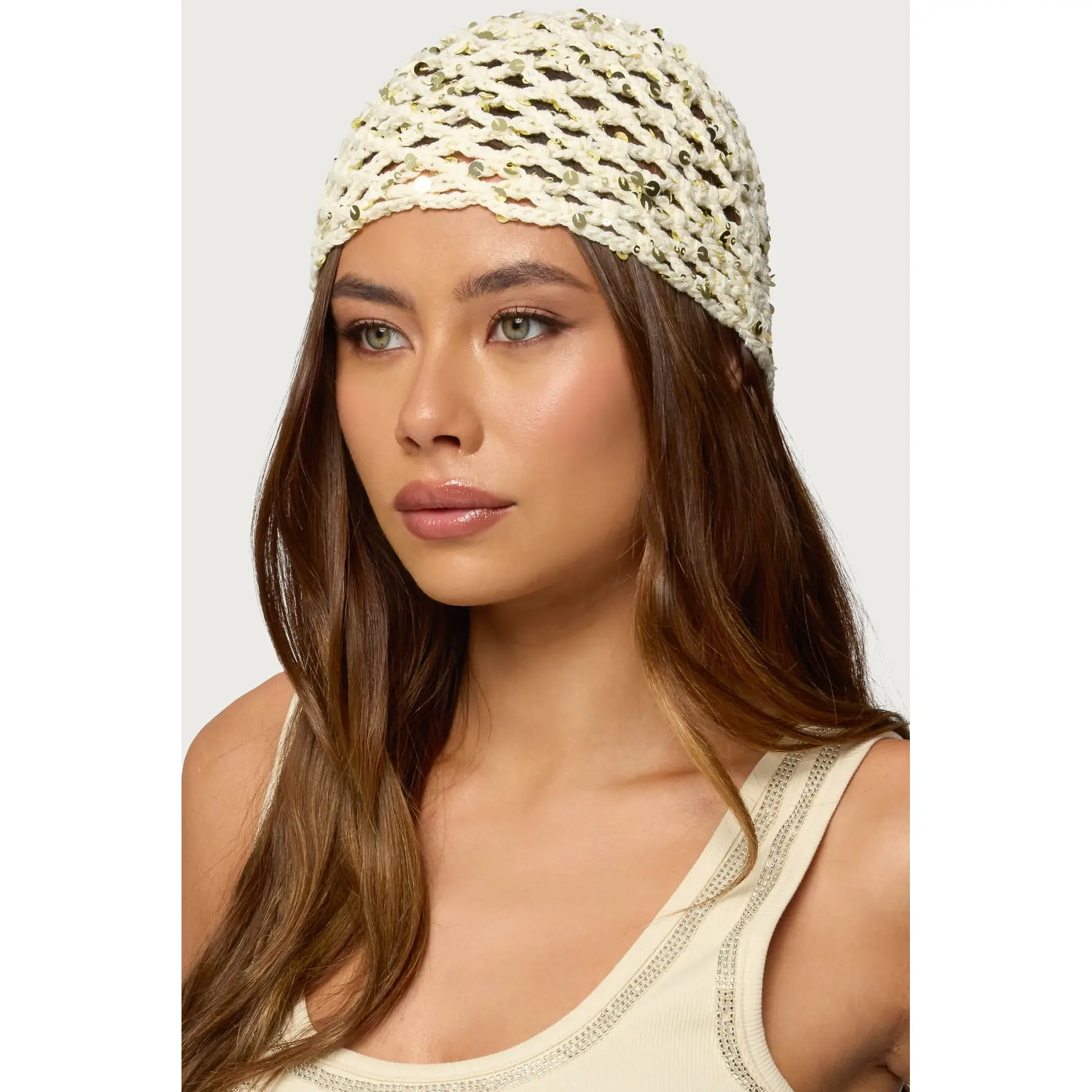 Sequin Crochet Beanie