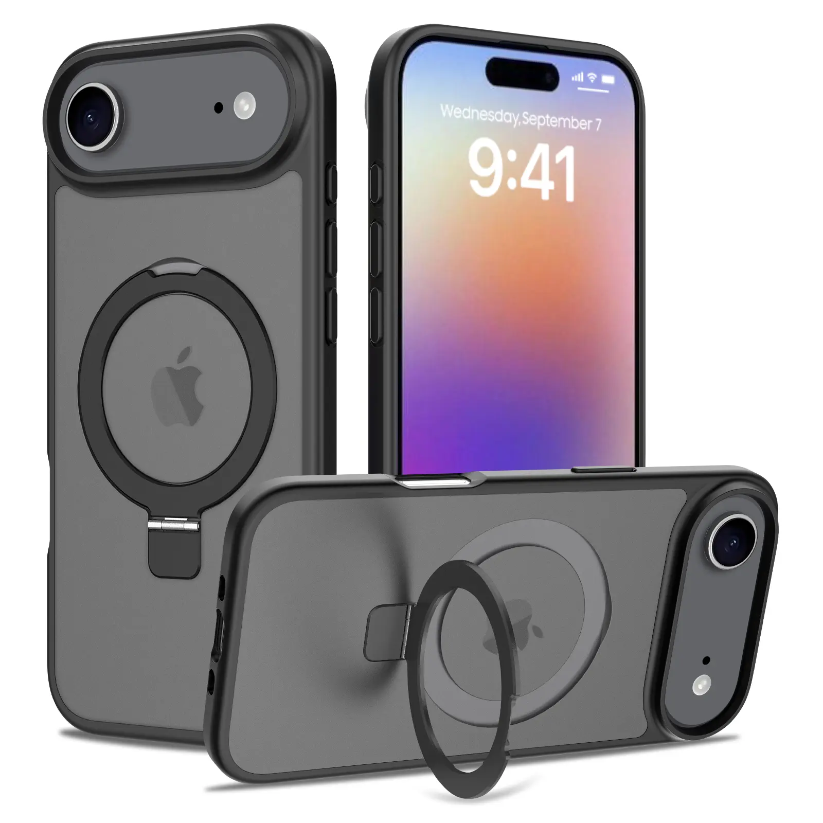 iPhone 17air Silver Shield skin-feel racket-style phone case with built-in phone stand. Smartphone Aesthetic Protective Protection Cellphone Casing