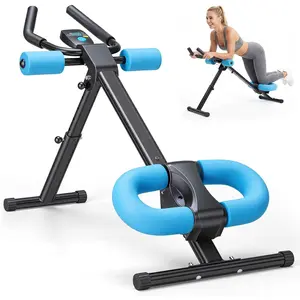 Foldable Ab Workout Machine - 2 Incline & 5 Height Settings, 440LB Capacity, LCD Display & Knee Pads for Home Core Training