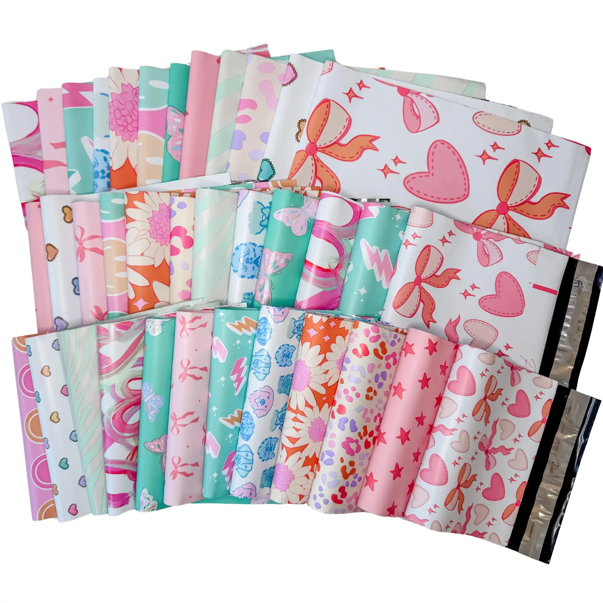 Designer Poly Mailers Variety Pack, 35-Count Heavy-Duty Waterproof Self-Seal Shipping Bags for Small Businesses, Bulk Tear-Resistant Sealed Envelopes & Postal Supplies, Polymer Wrap Envelopes & Postal Supplies