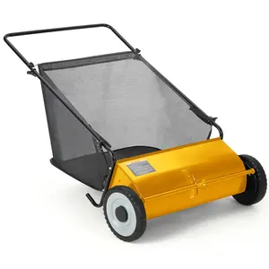 [FLASH SALE] Garvee 26" Heavy-Duty Push Lawn Sweeper - 4 Spinning Brushes, 7Ft³ Large Capacity Collection Bag, Adjustable Height for Grass, Leaves & Debris On All Terrains,Yellow , Green,Black