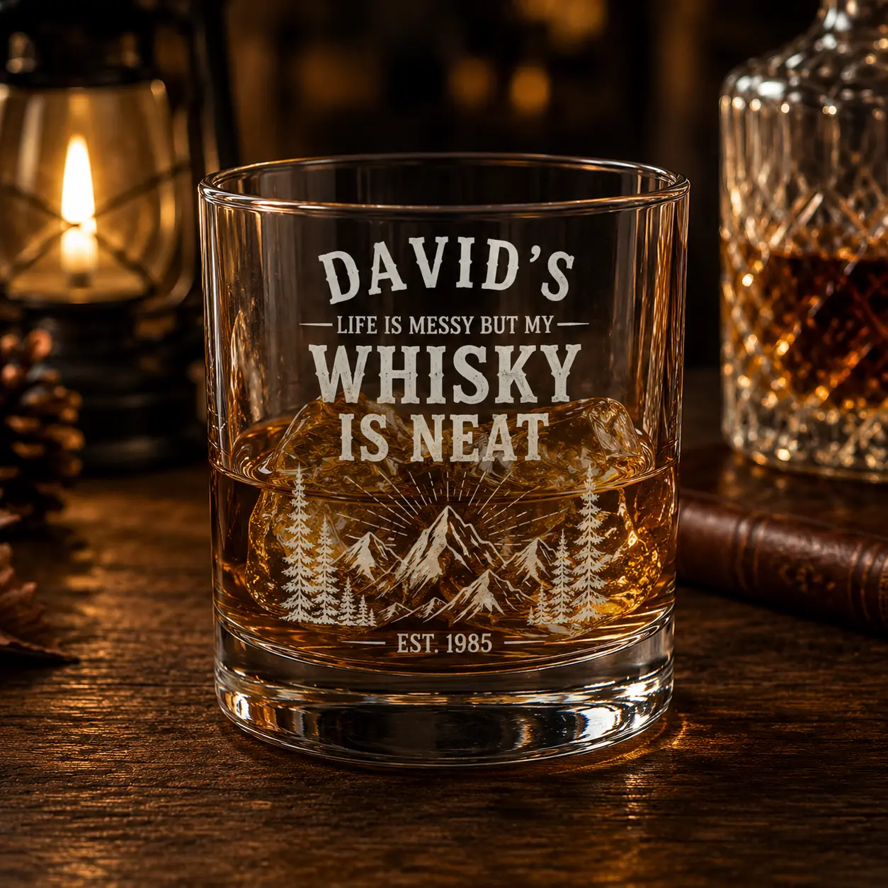 Life Is Messy But My Whisky Is Neat Glass, Personalized Whiskey Glass, Custom Name Whiskey Glass, Funny Whiskey Glass Gift For Men, Custom Rocks Glass, Mountain Whiskey Glass, Bourbon Lover Gift, Father's Day Gift, Birthday Gift, Anniversary Gift Classic