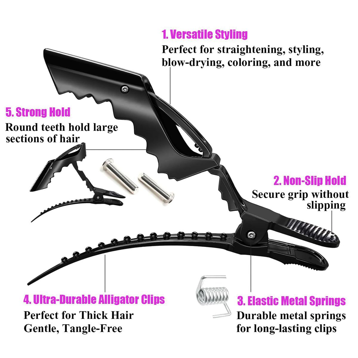 7Pcs Hair Clips for Styling Sectioning - Wide Teeth Double Hinged Design Professional Salon Quality Alligator Hair Clips 7Pcs Hair Clips for Styling Sectioning - Wide Teeth Double Hinged Design Professional Salon Quality Alligator Hair Clips