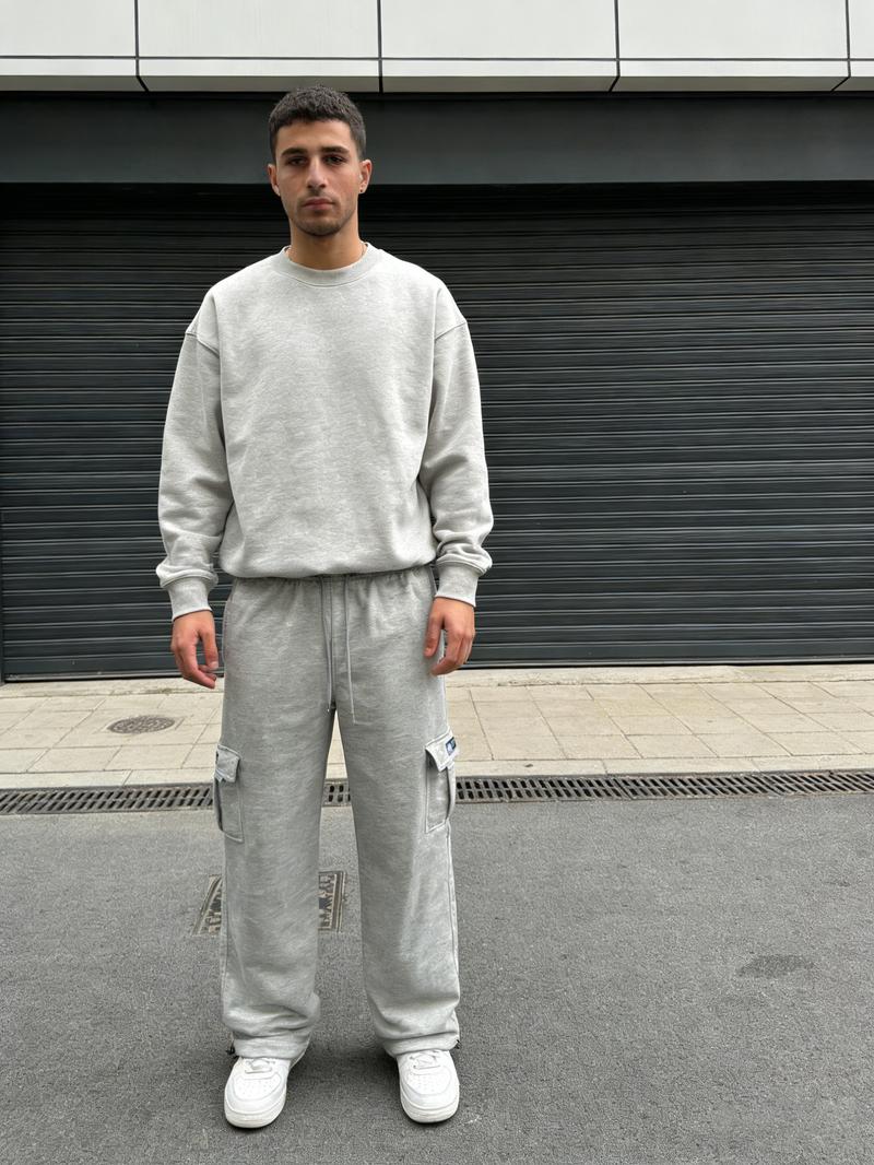 Men's Heavyweight Fleece Cargo Sweatpants Loose Fit Tactical Exercise Fitness Multi-Pocket Baggy Jogger Casual Fleece Pants for Everyday Wear