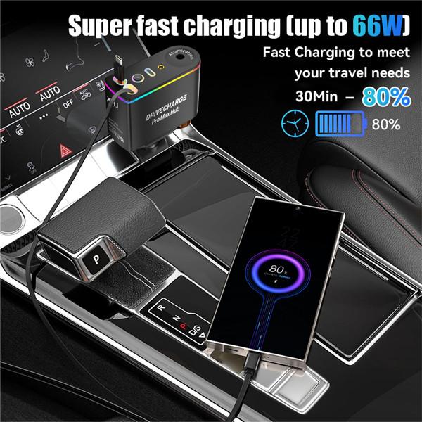 Smart Portable Car Air Freshener with Starlight Diffuser ,Intelligent Sensing & Atmosphere Lighting - Retractable Car Charger & Aromatherapy Diffuser ,Christmas Perfect Gift for Men