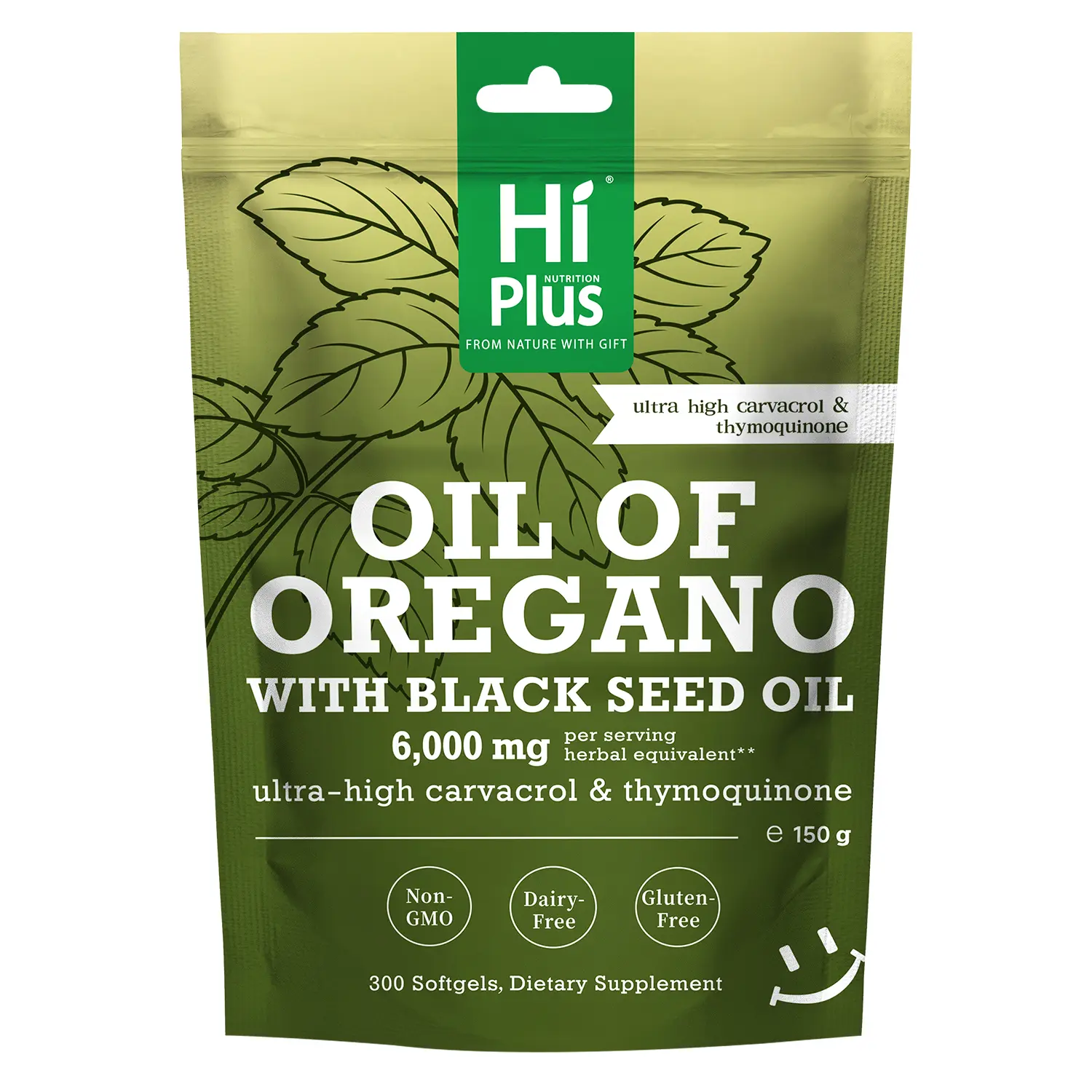 HiPlus Oregano Oil with Black Seed Oil Softgels - 300 ct, High Carvacrol, Thymoquinone Boost, Immune Support, Antioxidant, pH Balancing, GMO/Dairy/Tree Nuts Free, Vegan Herbal Supplements with Magnesium Complex, Vitamins, Ashwagandha for Women, Natural Su