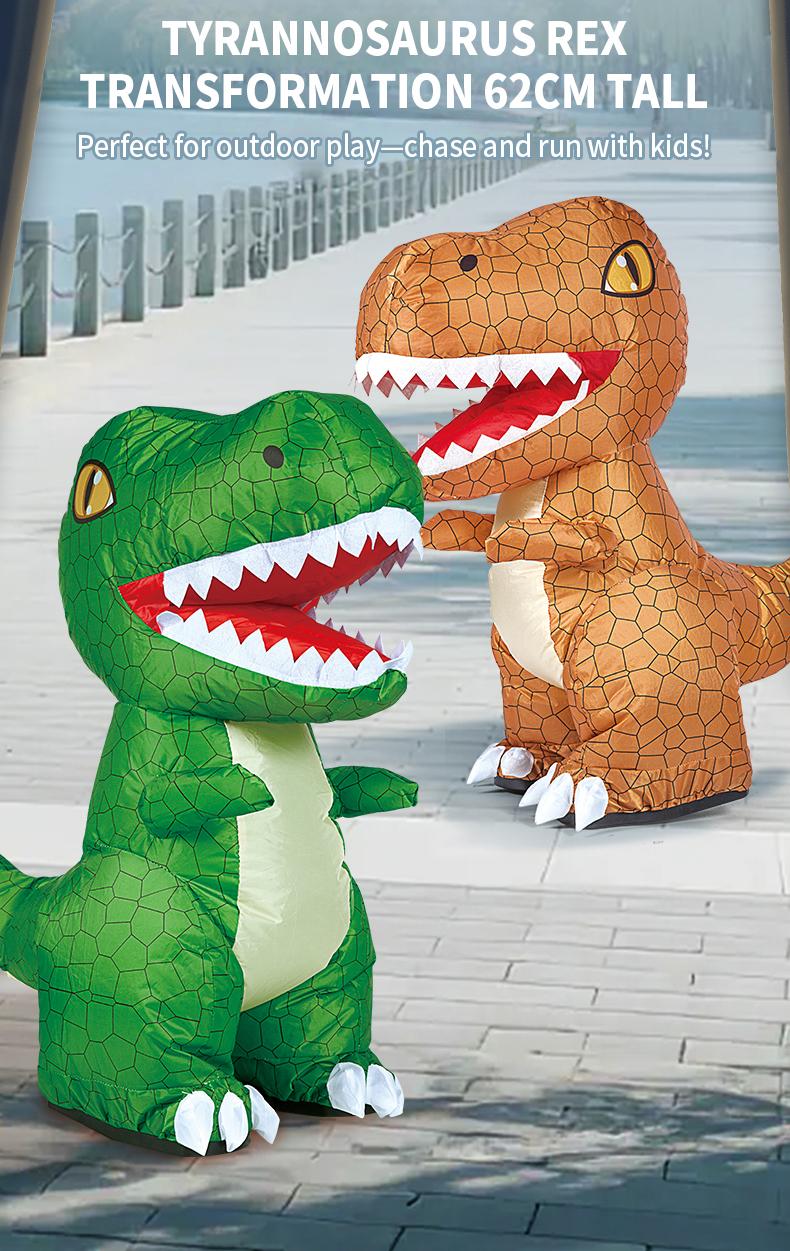 BRRRRT 2.4GHz Remote-Controlled Inflatable T-Rex Dinosaur Toy with Sound & Spinning Features Rechargeable for Indoor & Outdoor Play Green & Brown Options Ideal for Boys Girls and Adults