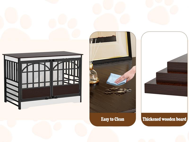 COZPAW Heavy Duty Dog Crate Furniture, 52 Inch Wooden Dog Kennel Indoor for XLarge Breed, Dog Crates for Large Dogs with Double Doors, Decorate as House TV Stand, End Table-White Brown