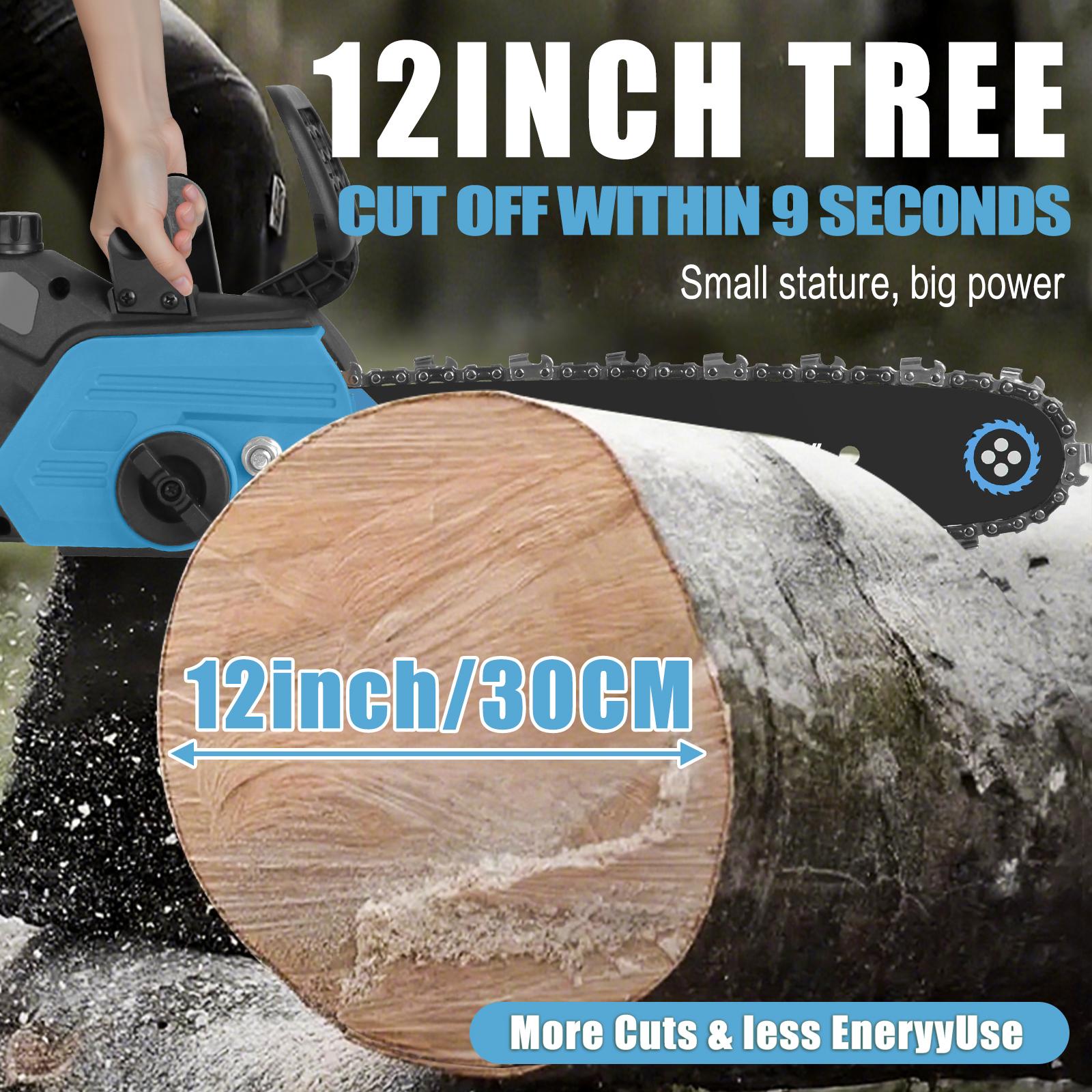Outdoor Cordless Chain saw 12" Wide Guide Rail–Compact handheld electric chainsaw,equipped,2×4Ah batteries,highly efficient for wood cutting,tree trimming and pruning–ideal for woodworkers and DIY enthusiasts garden gadgets yard tool gardening work STU1