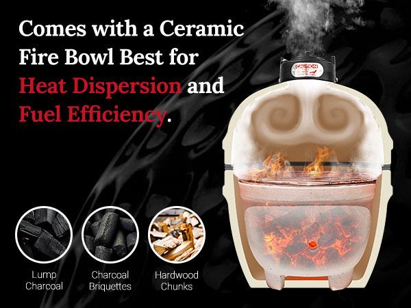 London Sunshine Ceramic BBQ Charcoal Kamado Grill 13 inch Portable Tabletop BBQ Grill Light Gray