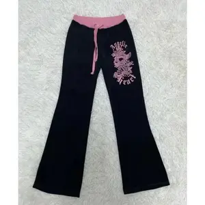 Classic Fashion Women Hip Hop Pant Gothic Aesthetic Y2K Chic emo Bottoms Casual Metal Rock Lower garment Vintage Grunge Trousers Womenswear Black