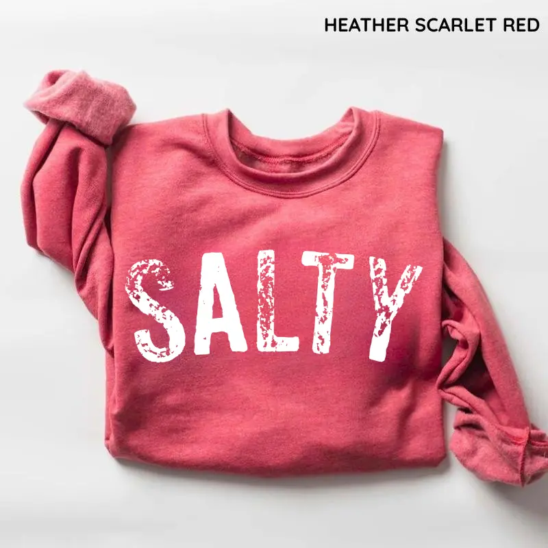 Salty Retro Summer Beach Crewneck Sweatshirt, Aesthetic Coastal Vacation Pullover, Cozy Women Favorite Graphic Sweater, Crewneck Top