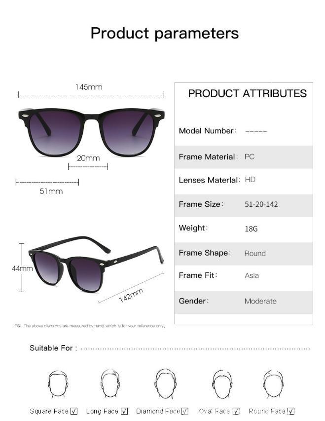5pair Mi Pin full frame retro Mi Pin versatile sunglasses cross-border fashion trend slimming trend sunglasses