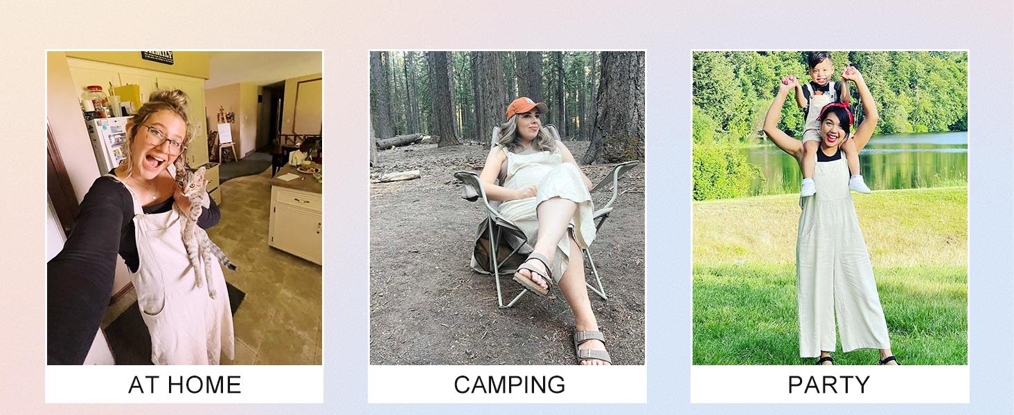 JovenPara Womens Loose Linen Bib Overalls Comfy Sleeveless Adjustable Straps Wide Leg Jumpsuit with Pockets