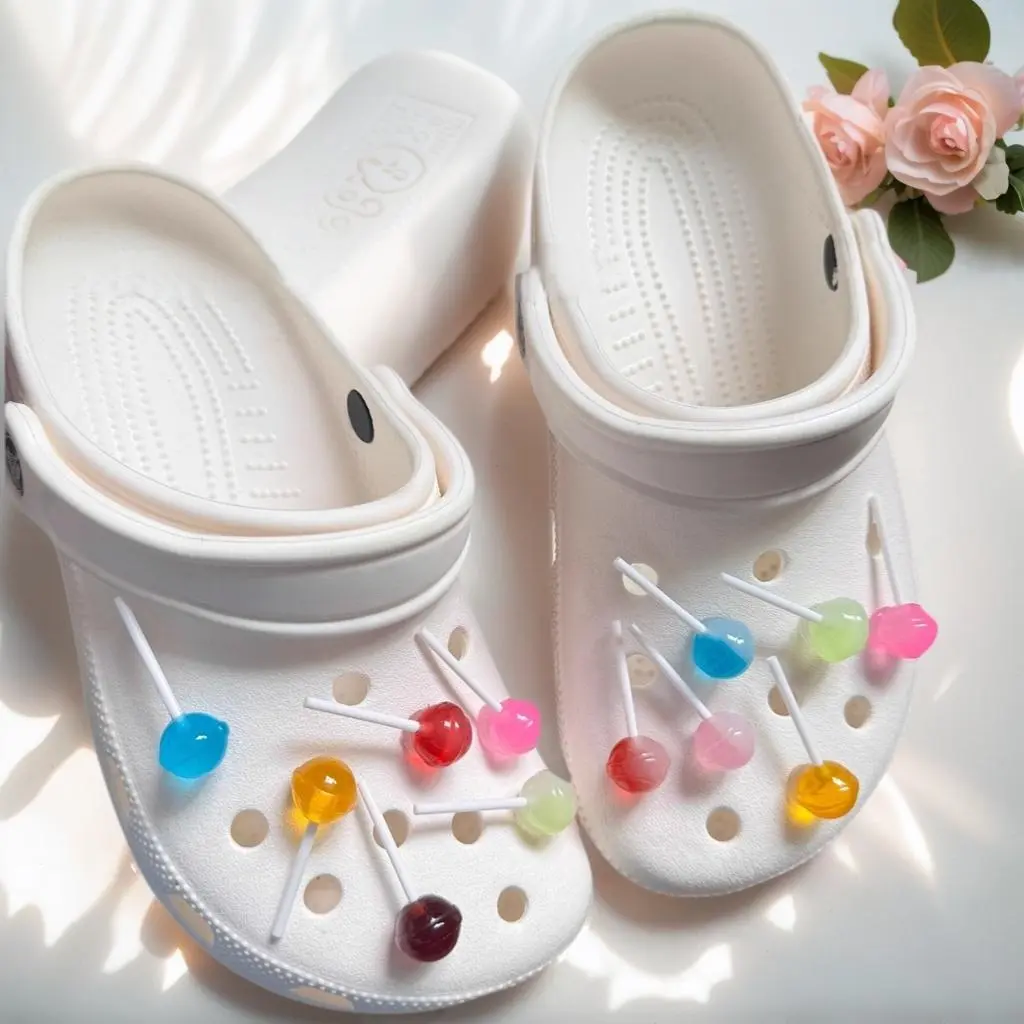 Want a Lollipop 3D Realistic Candy Shoe Charms for Clogs Funny Cute Shoe Charms for Crocs DIY Shoes Decoration for Party Favor Sweet Shoes Accessories (No Shoes)