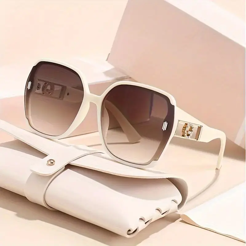 1 pair of neutral gradient coloring lens modern sunglasses, simple large frame design, suitable for daily commuting and outdoor activities to wear, provide UV protection to show fashion taste.
