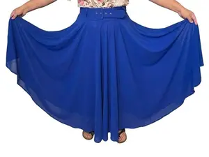 Disco Completo Falda Skirt - Women's Maxi Skirt with Integrated Belt and Square Buckle - A-Line Silhouette