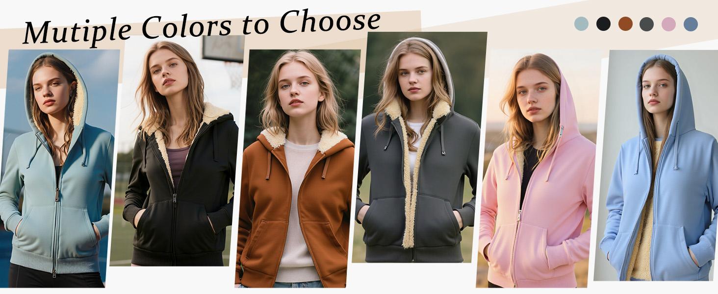 ZITY Hoodies for Women Winter Fleece Sweatshirt - zip up hoodies Thick Sherpa Lined Hooded Jacket sweatshirts Casual Black Womenswear Long Sleeve Basic Coats gifts SpringStatements