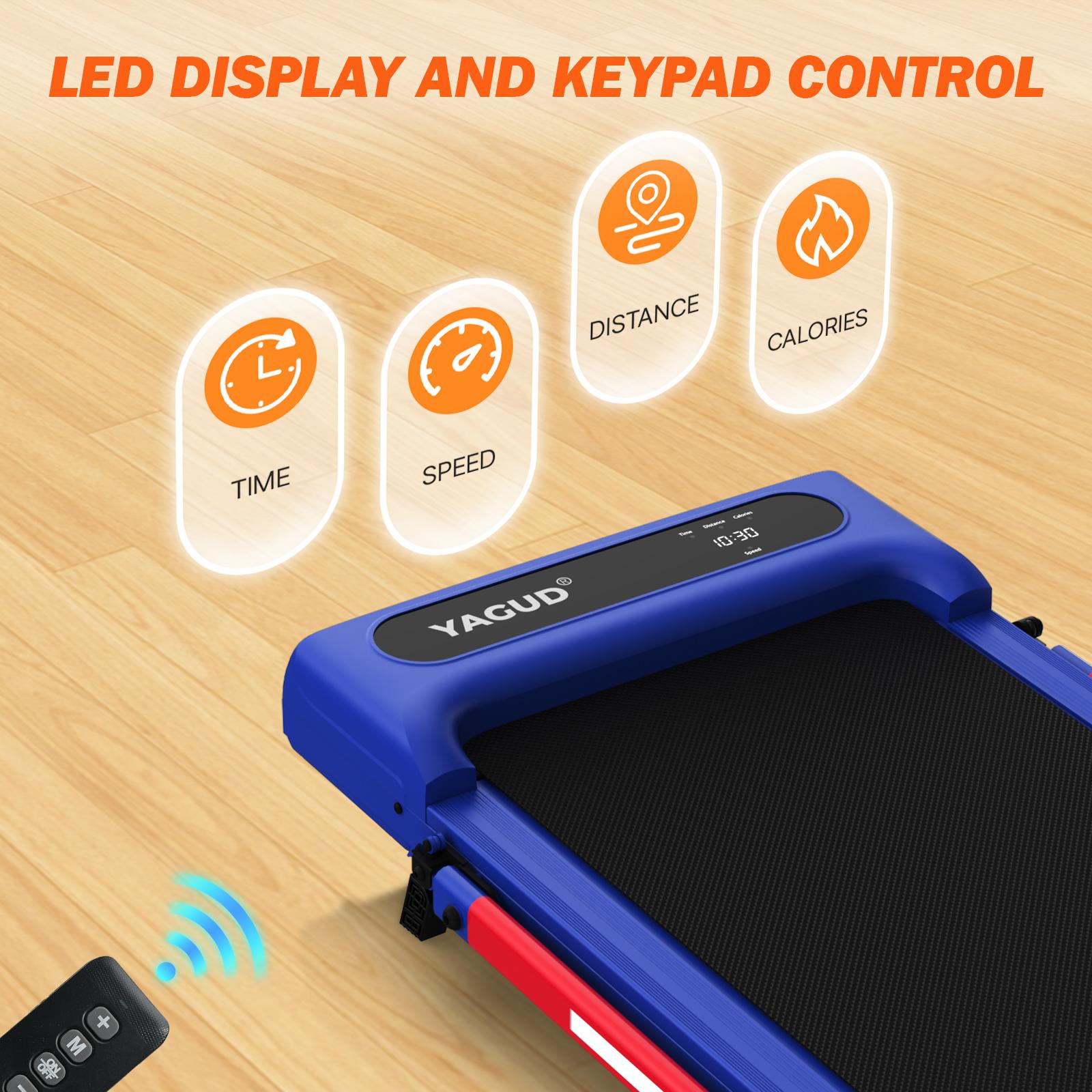 【Stars Stripes】YAGUD Foldable Walking Pad, 265lbs Weight Capacity Spacious Belt Treadmill , Low-Noise Motor, Dual Shock Absorption, Remote Control, Wheels for Easy Moving