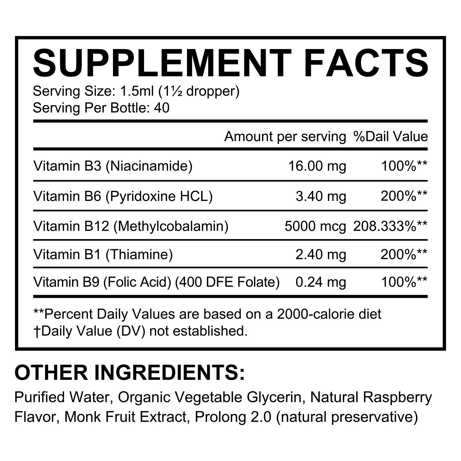 [3-Pack]  Vitamin B12 and B6 Drops, Sublingual Vitamin B12 Complex - Vitamin B12 5000mcg - Vitamin B12 Methylcobalamin, supports energy, brain, and heart health, raspberry flavor, suitable for both men and women, Made in the USA, 6 fl oz. Supplement