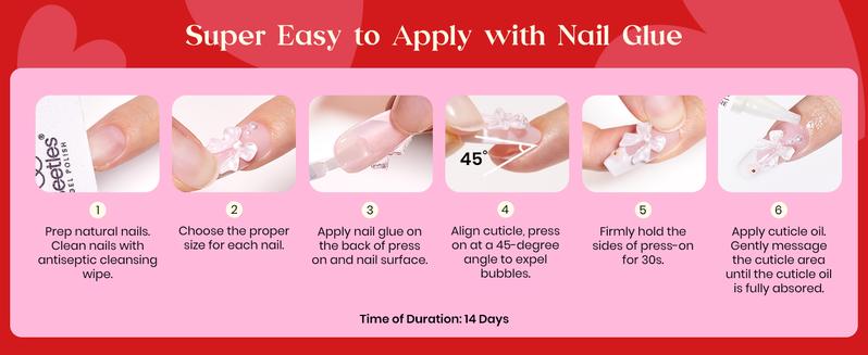 Beetles Reusable French Press On ToeNail Tips,  No UV Lamp Needed Pre Designed Stick On False Nails with Glue Fall Nail Thanksgiving Gift Black Friday Winter Nail Christmas Gift