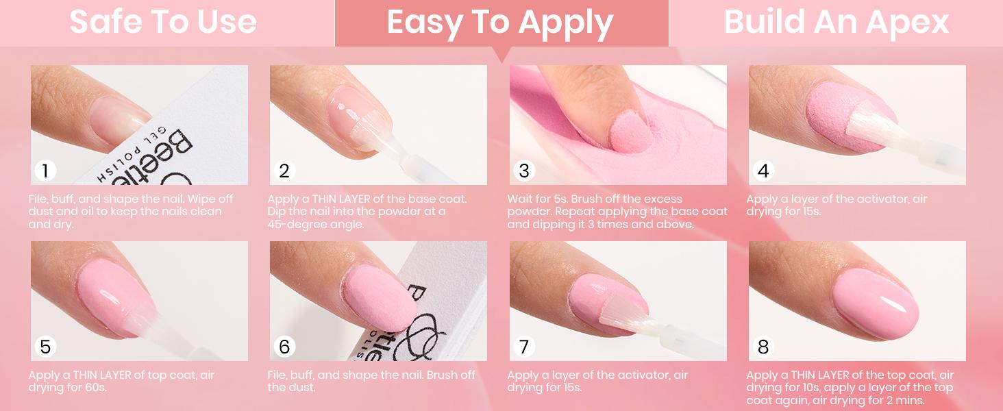 Beetles Dip Powder Starter Nail Kit with【Base&Top Coat&Activator&Manicure Tool】Don't Need UV light Nail Art Nails at home Nail Salon Gift#SpringTok Cosmetic Polish  Cutics #TikTokShopBacktoSchool