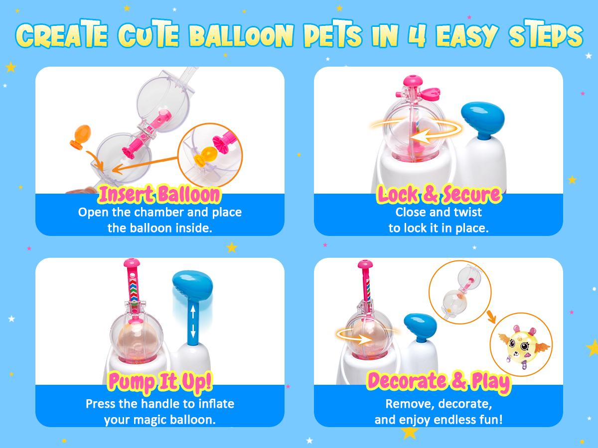 Kiditos Balloon Animals Kit with Pump, Balloon Making Kit for Kids with Stickers & Accessories, DIY Creative Toy Birthday Gift for Boys & Girls Ages 3+