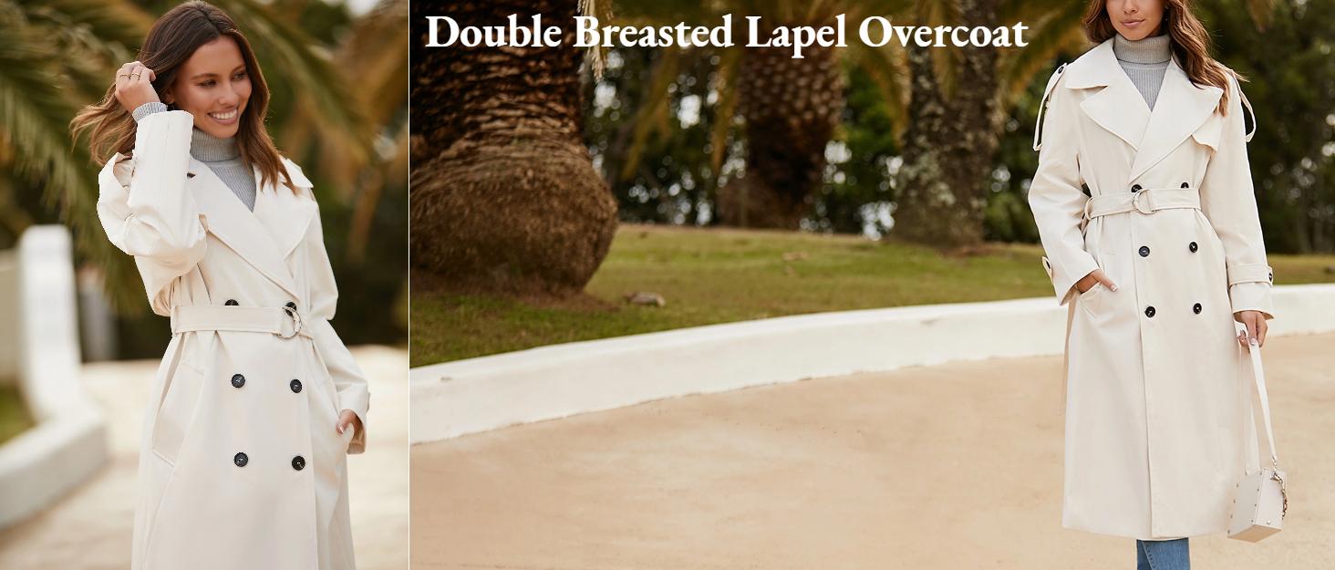 【Spring Outfits】TANKANEO Womens Oversized Long/Short Trench Coat Long Sleeve Relaxed Double Breasted Lapel Windproof Overcoat with Belt Jacket Fashion Outerwear Teacher Work Office Outlook Womenswear  Casual Elegant Style