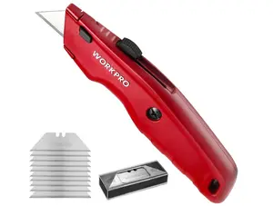 WORKPRO Premium Utility Knife, Retractable All Metal Heavy Duty Box Cutter, Quick Change Blade Razor Knife, with 10 Extra Blades