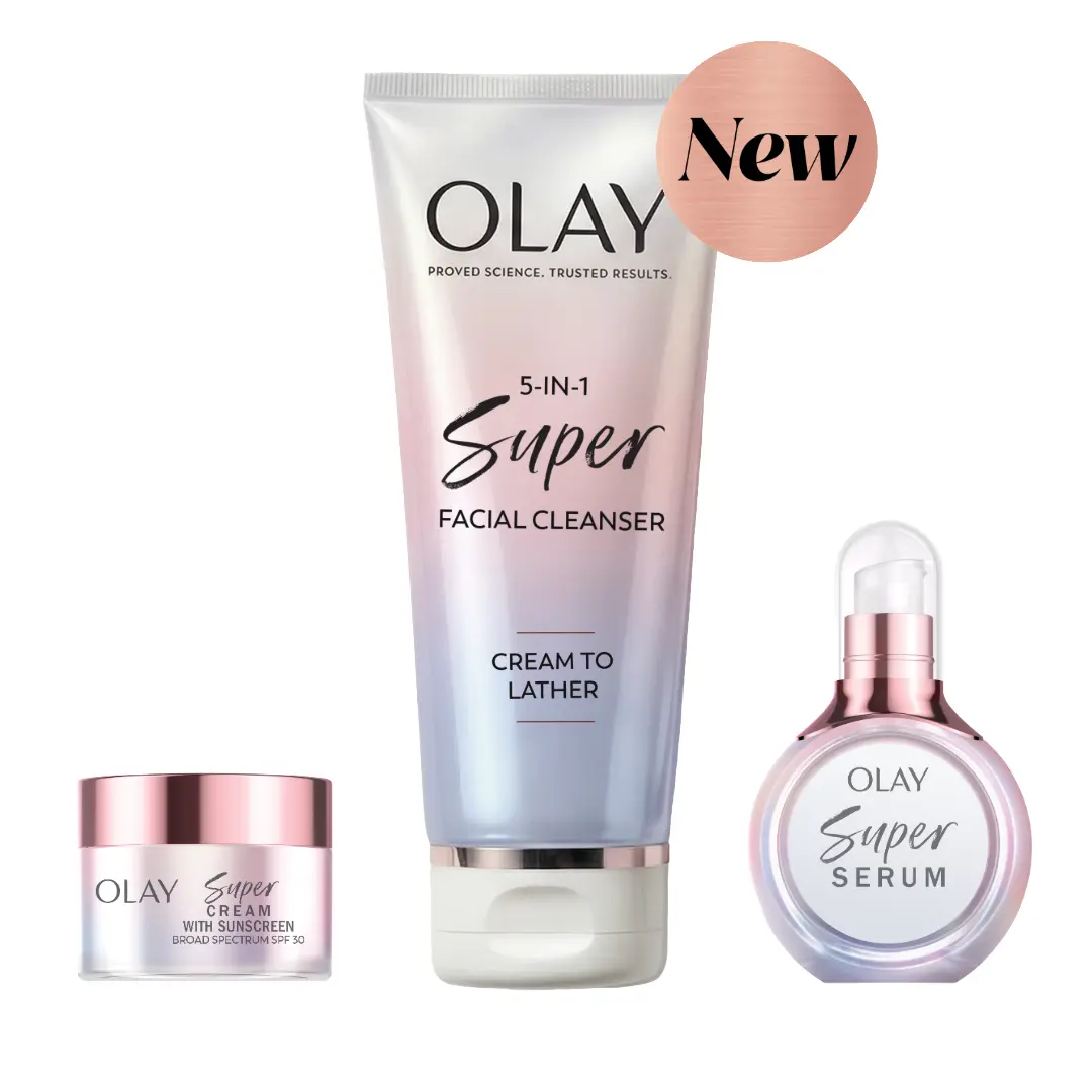 Morning Skincare Routine Trial Super Bundle AM - Cleanser, Brightening Cream, Serum for Smoother, Brighter Skin