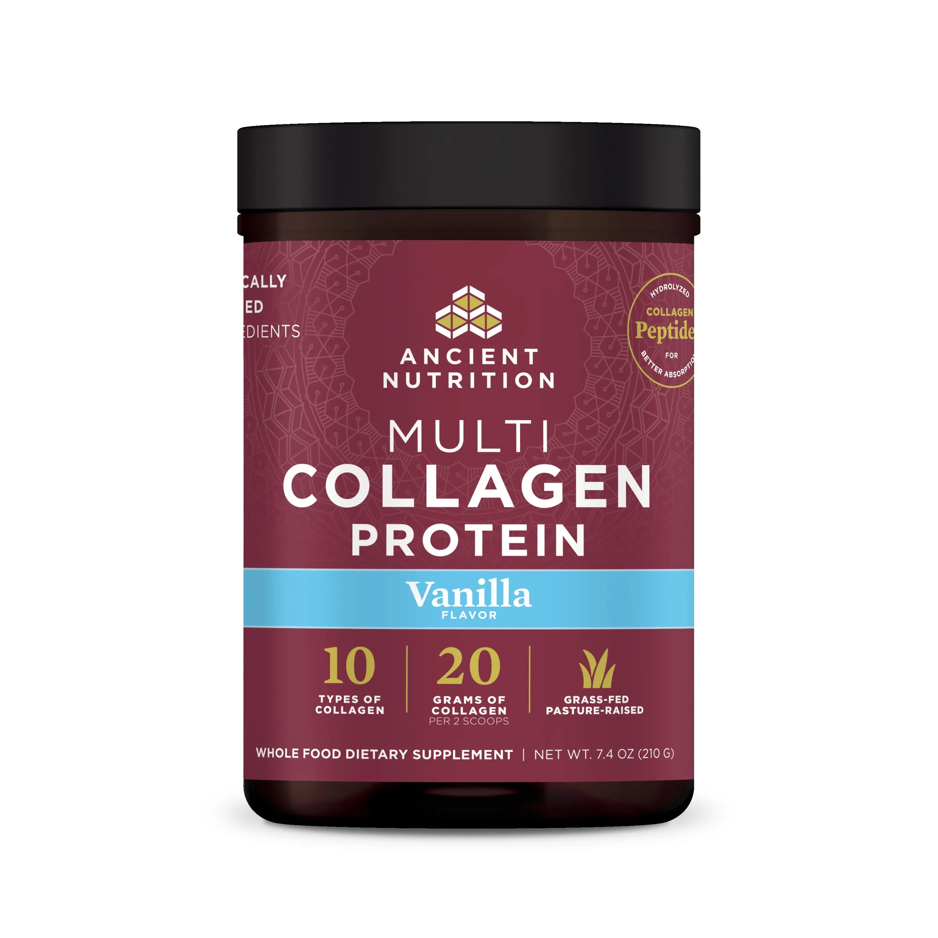 Ancient Nutrition Multi Collagen Protein Powder 20 Servings – Vanilla or Unflavored, 10 Types Collagen Peptides, Daily Wellness Support