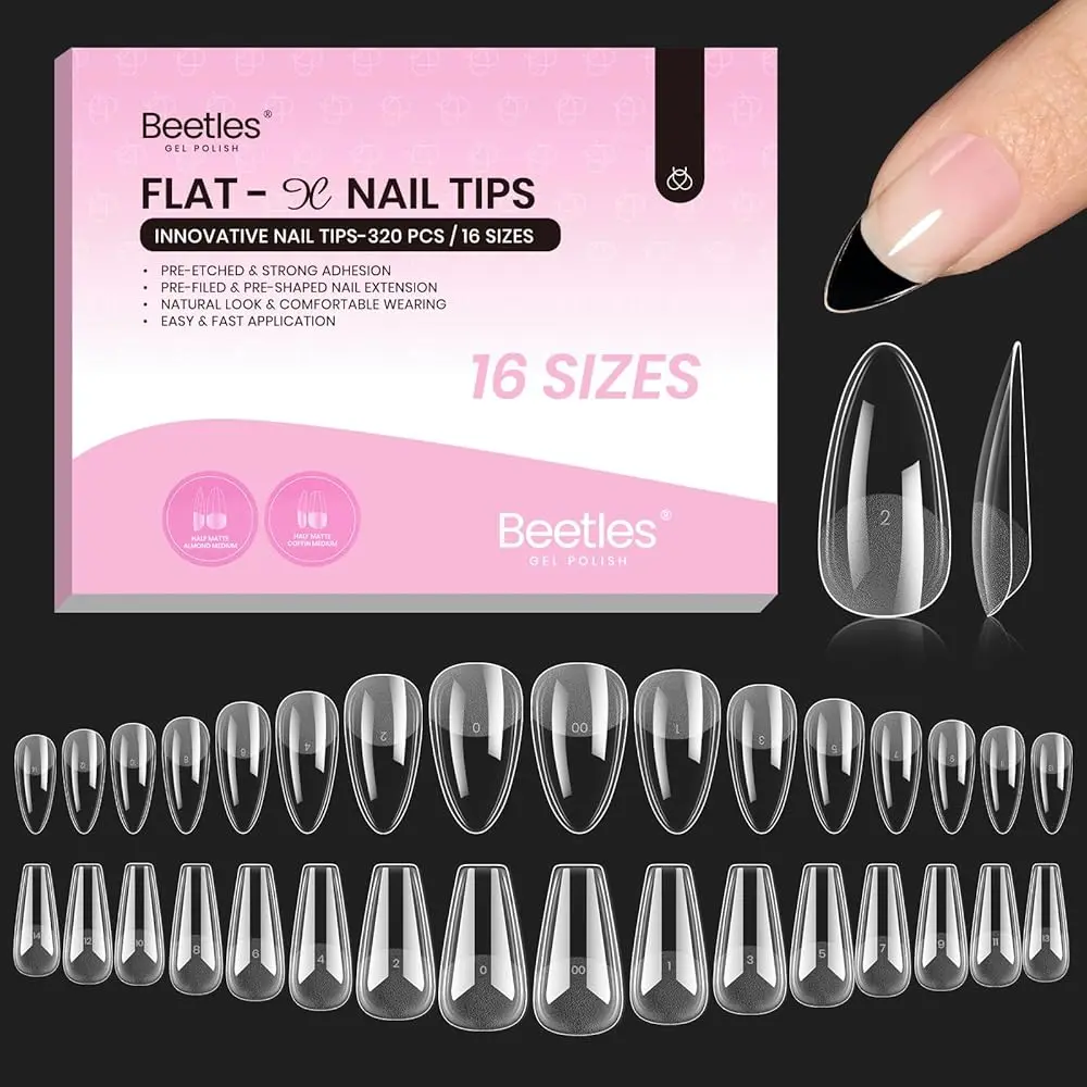 M Almond +Coffin【Only Tips】Flat-X 16 Sizes 320 Pcs