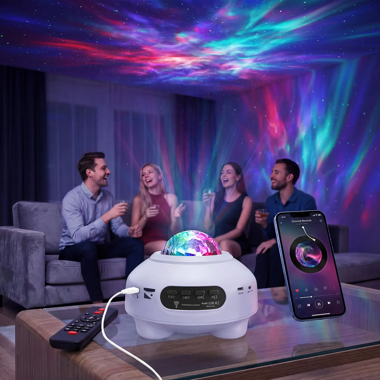 Aesthetic LED Star Galaxy Projector – Bedroom Decor Must-Have, Smart Night Light with APP & Bluetooth Music Sync, Relaxing Vibe