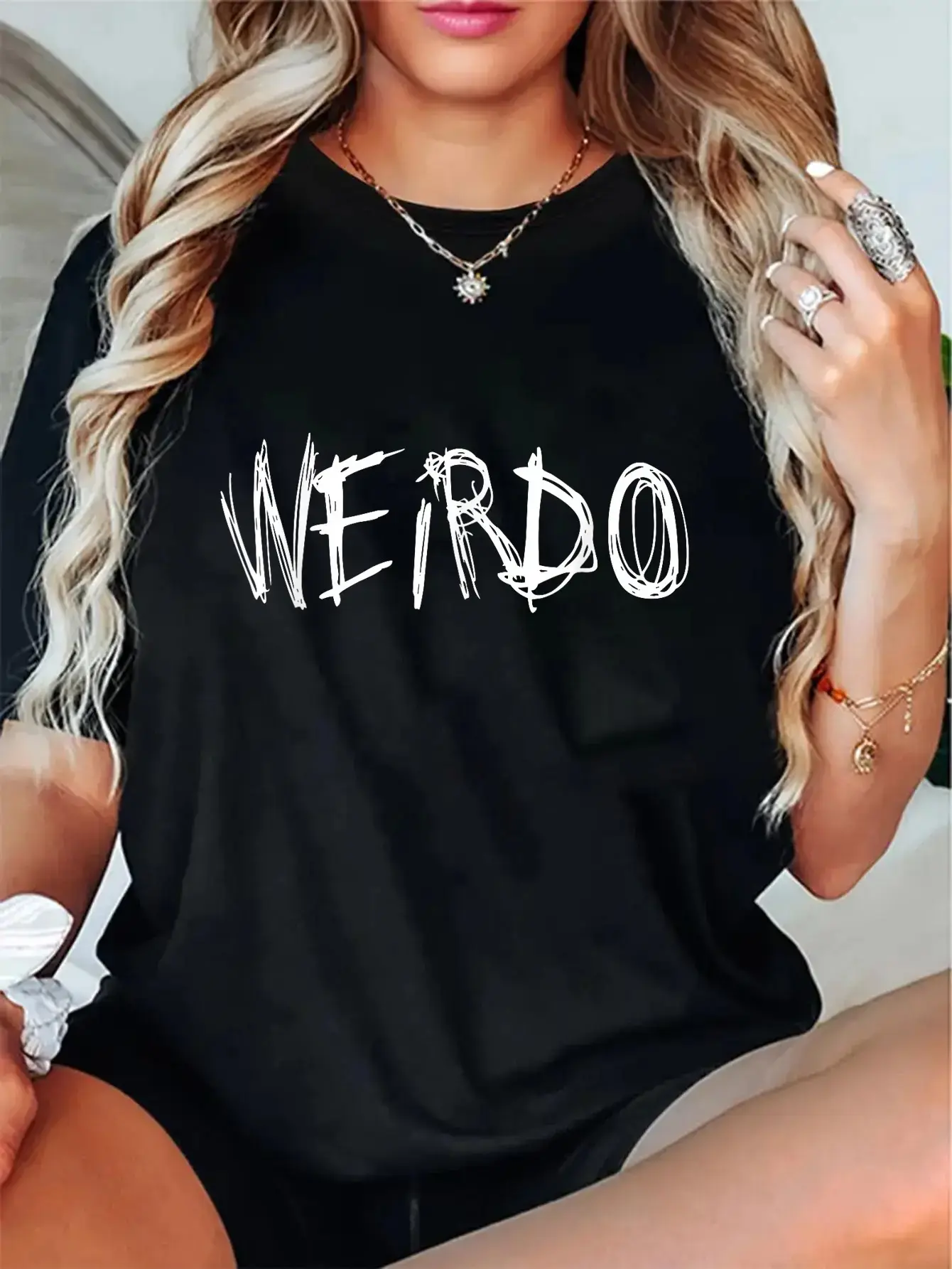 100% Cotton WEIRDO Punk Emo T-Shirt Funny Goth Heavy Metal Shirt Gift T-Shirt
