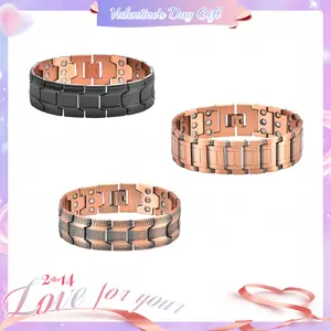 [Valentine's Day Gift]Copper Bracelet for Men, 3X Ultra Strength Magnetic Bracelets, 99.99% Pure Copper with 3500 Gauss Neodymium Magnets, Adjustable